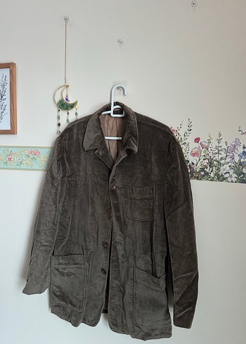 Vintage haki kadife ceket - Görsel 5