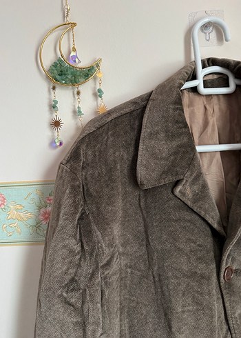 Vintage haki kadife ceket - Görsel 4