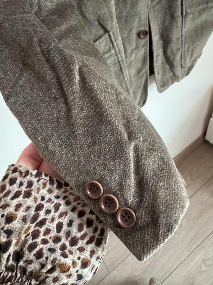 Vintage haki kadife ceket - Görsel 3