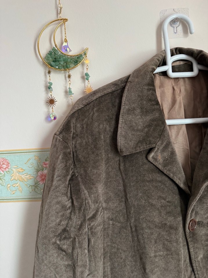 Vintage haki kadife ceket - Görsel 4