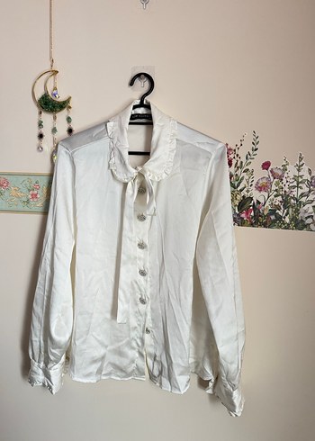 Beyaz vintage gömlek - Görsel 5