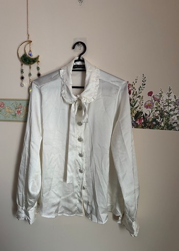 Beyaz vintage gömlek - Görsel 2