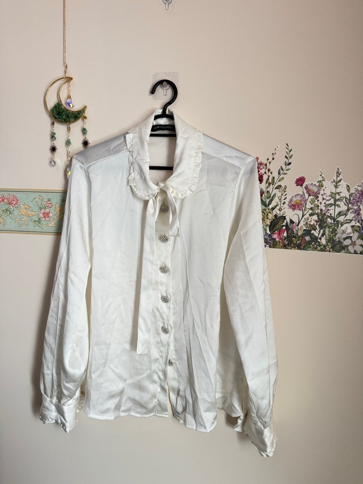 Beyaz vintage gömlek - Görsel 5