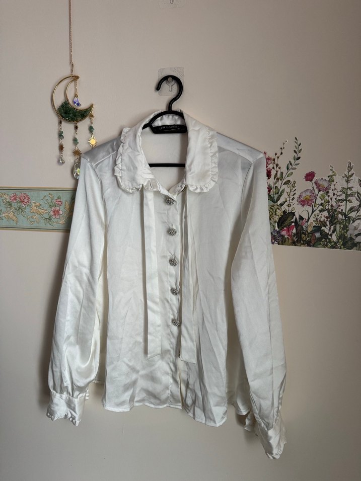 Beyaz vintage gömlek - Görsel 3