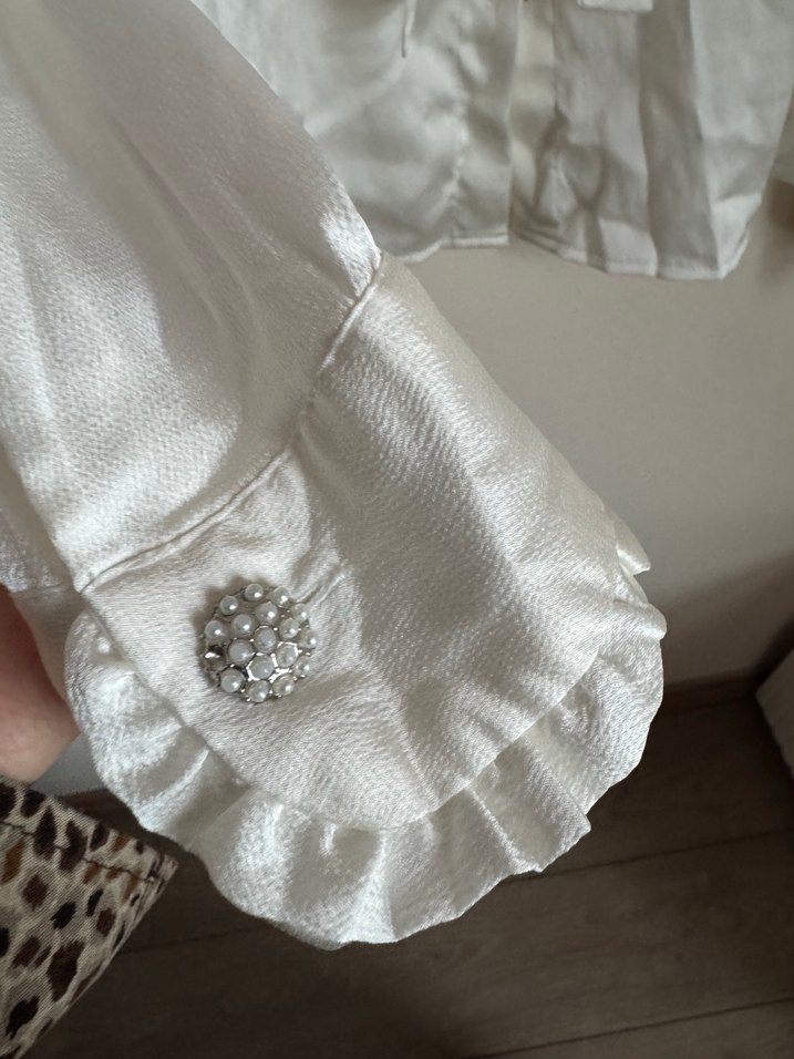 Beyaz vintage gömlek - Görsel 4