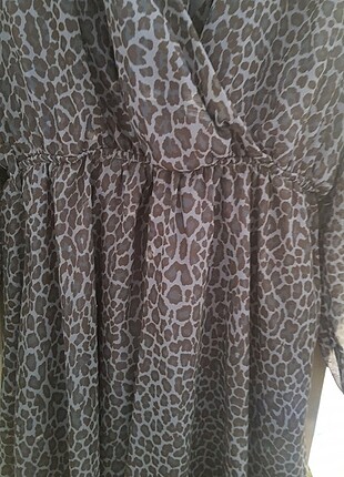 42 Beden Mavi leopar elbise