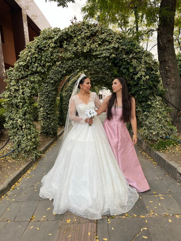 pudra Pembe Drapeli Straplez Uzun Abiye Elbise - Görsel 5