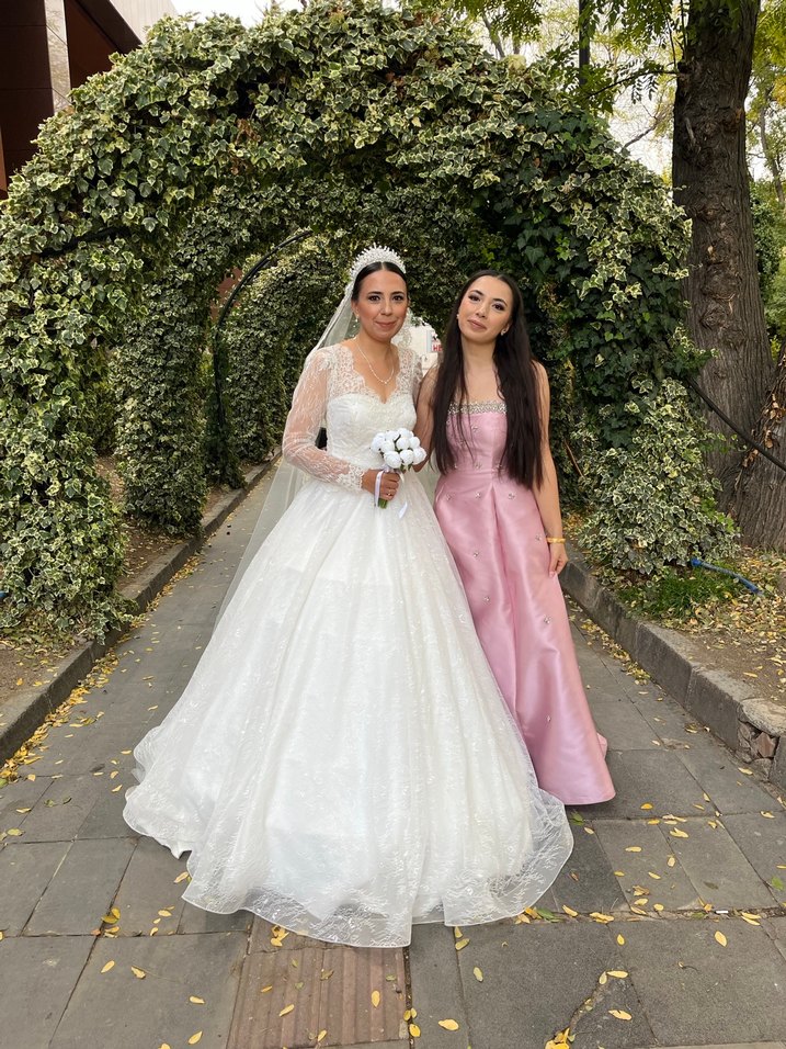 pudra Pembe Drapeli Straplez Uzun Abiye Elbise - Görsel 2