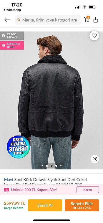 erkek siyah deri ceket mont - Görsel 3