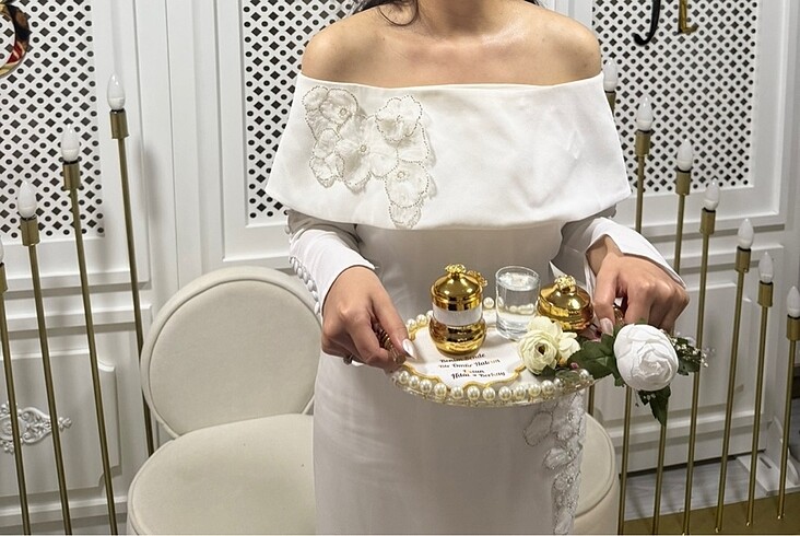 söz nişan nikah abiye elbise beyaz - Görsel 5