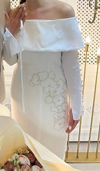 söz nişan nikah abiye elbise beyaz - Görsel 13
