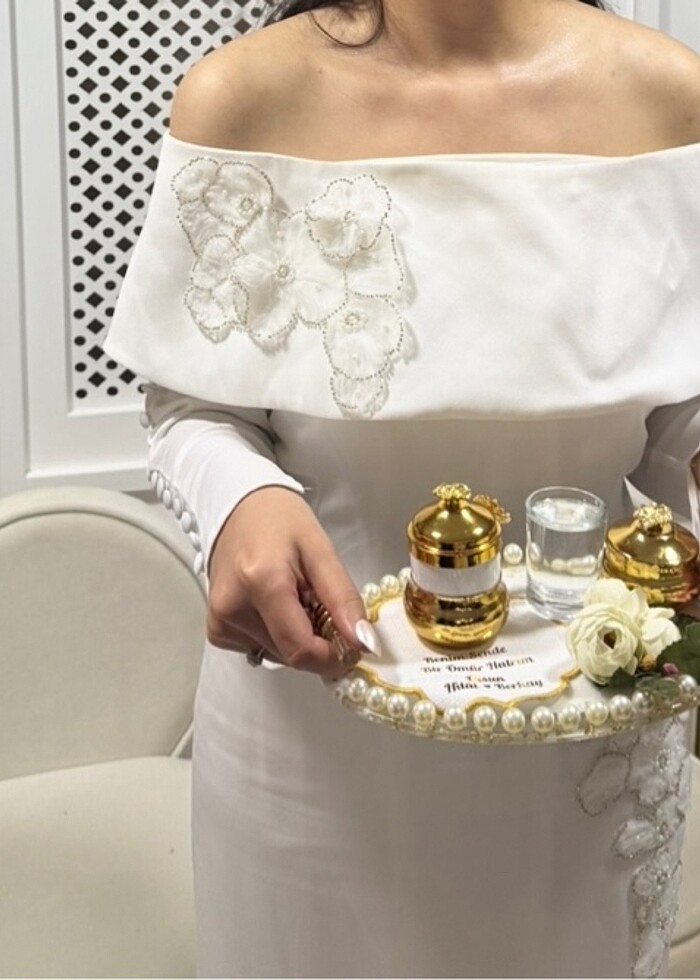 söz nişan nikah abiye elbise beyaz - Görsel 5