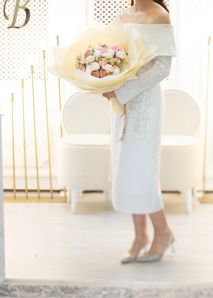 söz nişan nikah abiye elbise beyaz - Görsel 3