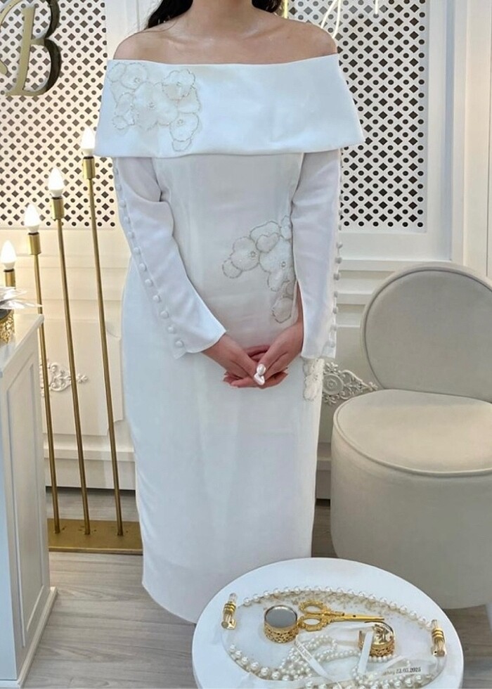 söz nişan nikah abiye elbise beyaz - Görsel 4
