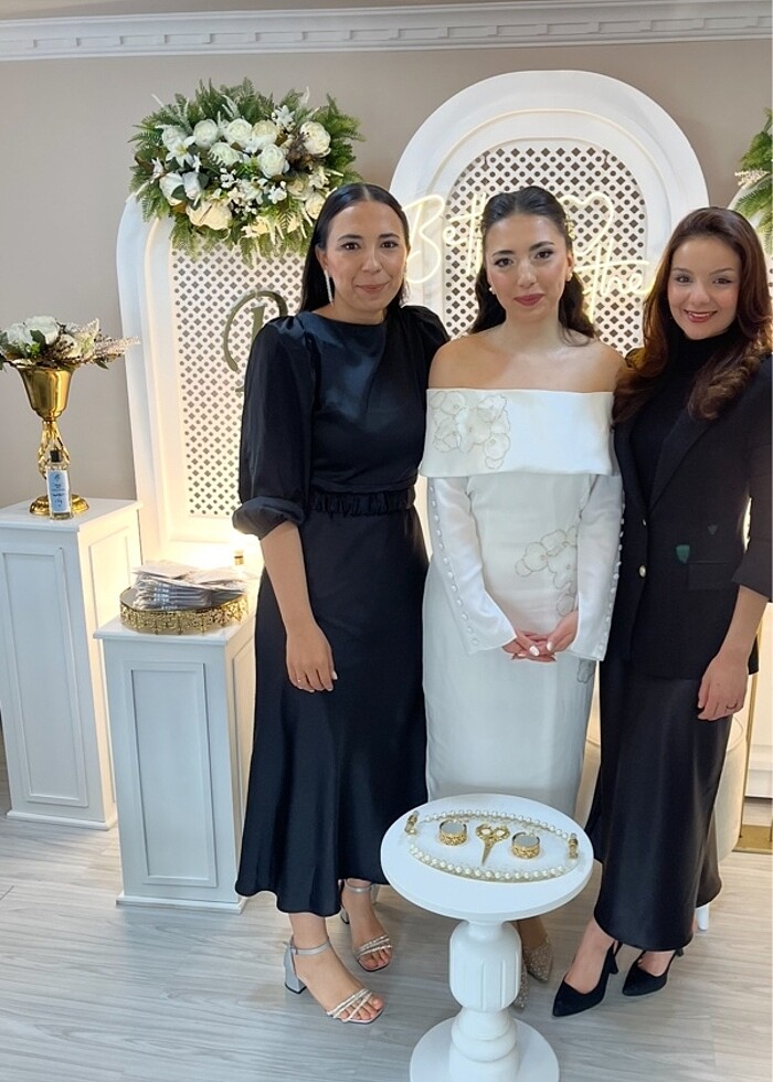 siyah saten midi boy abiye elbise alfabeta - Görsel 2