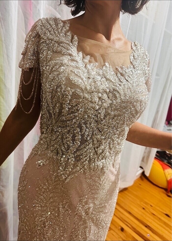 ithal taşlı abiye payetli - Görsel 3