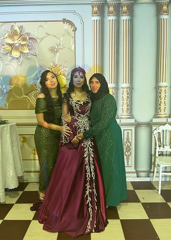 Kadın Haki Dantel Uzun Abiye Elbise - Görsel 6