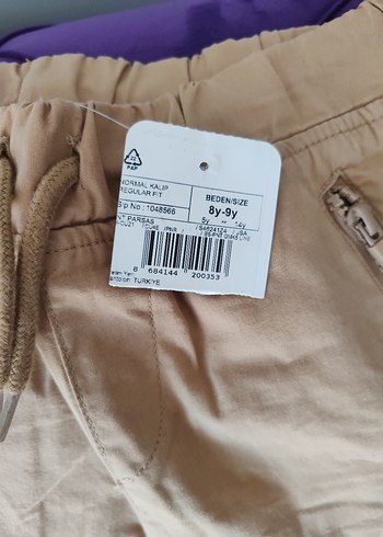 9 Yaş Beden camel Renk Bej Erkek Çocuk Salaş Pamuk Pantolon