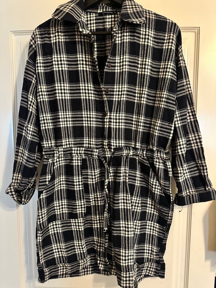 Mavi ekose şort tulum - Görsel 2