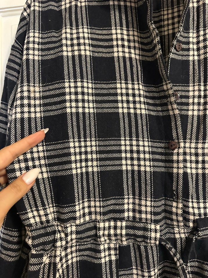 Mavi ekose şort tulum - Görsel 3