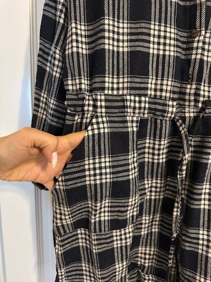 Mavi ekose şort tulum - Görsel 4