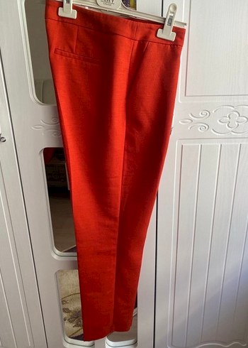 Parlak Kırmızı Midi Kumaş Kadın Pantolon - Görsel 6