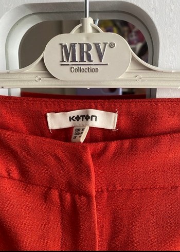 Parlak Kırmızı Midi Kumaş Kadın Pantolon - Görsel 2