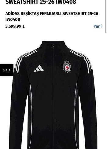 Adidas Beşiktaş Fermuarlı Sweatshirt Siyah