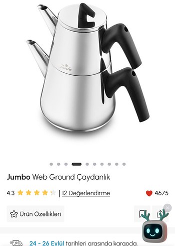 Beden gri Renk Jumbo Çaydanlık Seti