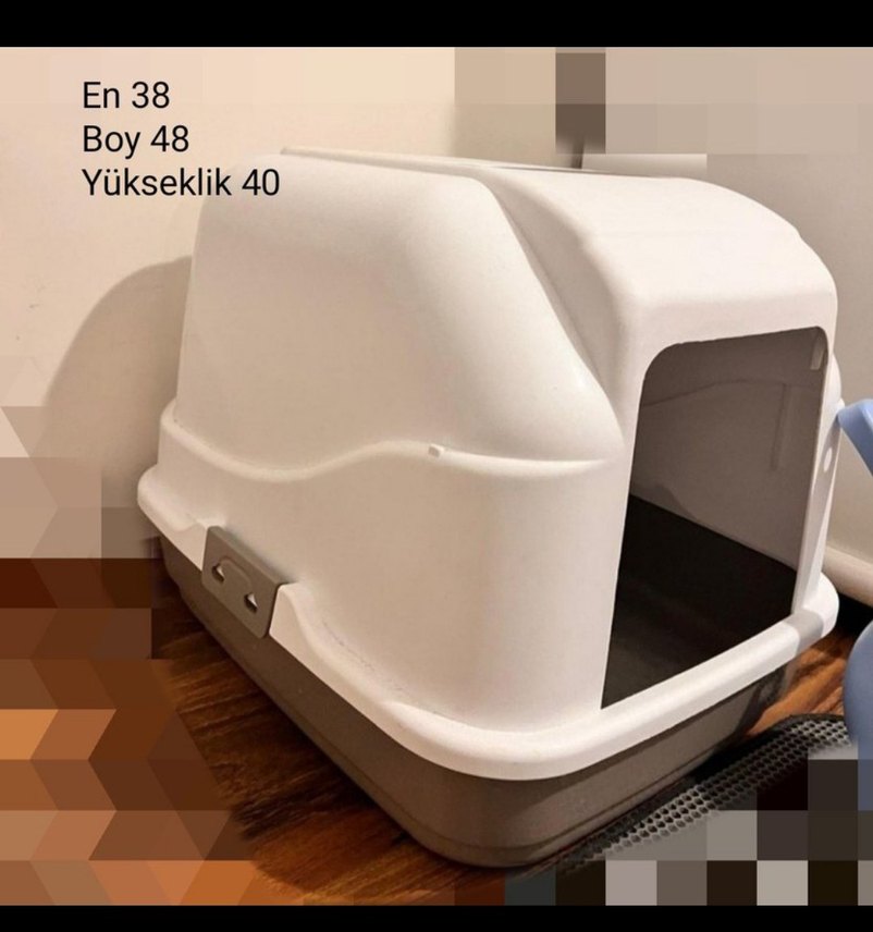 Beyaz Kapaklı Gri Kedi Tuvalet Kabı - Görsel 2