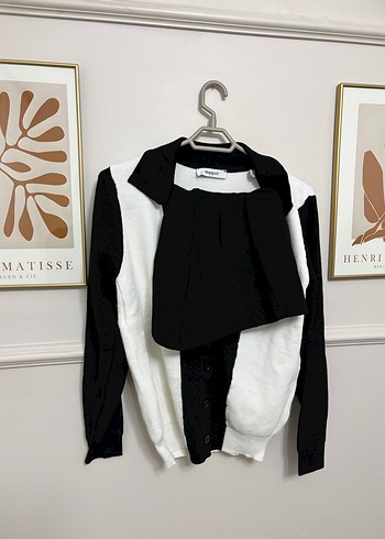 Siyah Örgü Mini etek kazak takım - Görsel 4