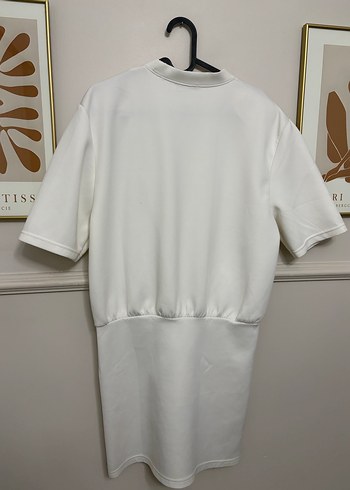 Beyaz Pamuklu Hamile Midi Elbise - Görsel 3