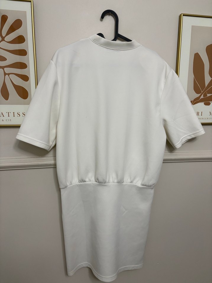 Beyaz Pamuklu Hamile Midi Elbise - Görsel 3