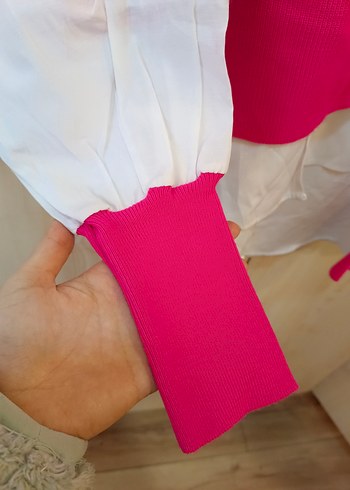 Pembe Triko Detaylı Kadın Sweatshirt - Görsel 2