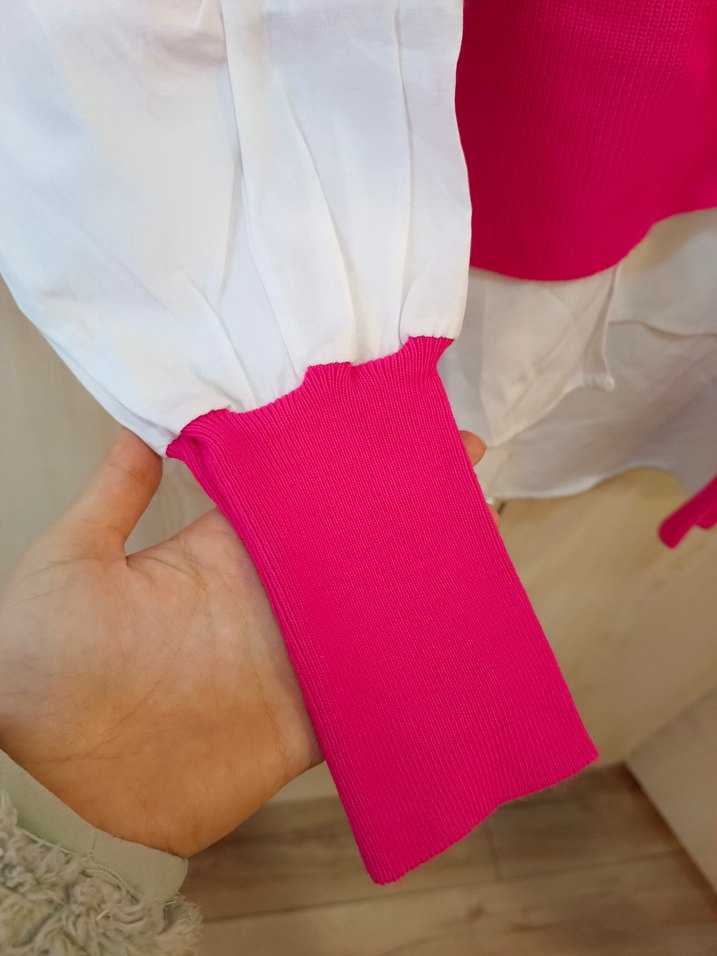 Pembe Triko Detaylı Kadın Sweatshirt - Görsel 2