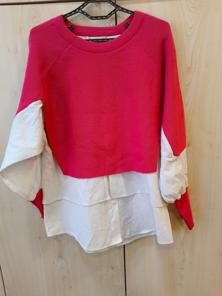 Pembe Triko Detaylı Kadın Sweatshirt - Görsel 3