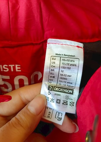 Kızlar için Kırmızı Bel Bantlı Dar Kesim Pantolon - Görsel 5