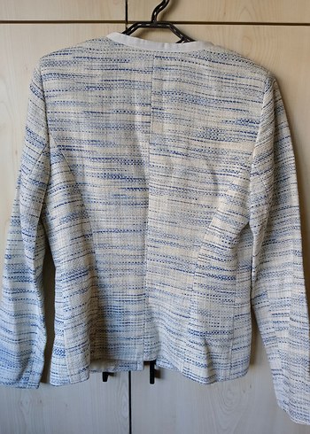 Düğmeli Mavi Kadın Ceket - Görsel 5