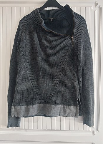 Gri Yüksek Yakalı Örgü Kadın Kazak - Görsel 4