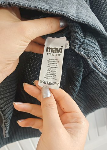 Gri Yüksek Yakalı Örgü Kadın Kazak - Görsel 7