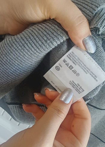 Gri Çizgili V Yaka Erkek Kazak - Görsel 6