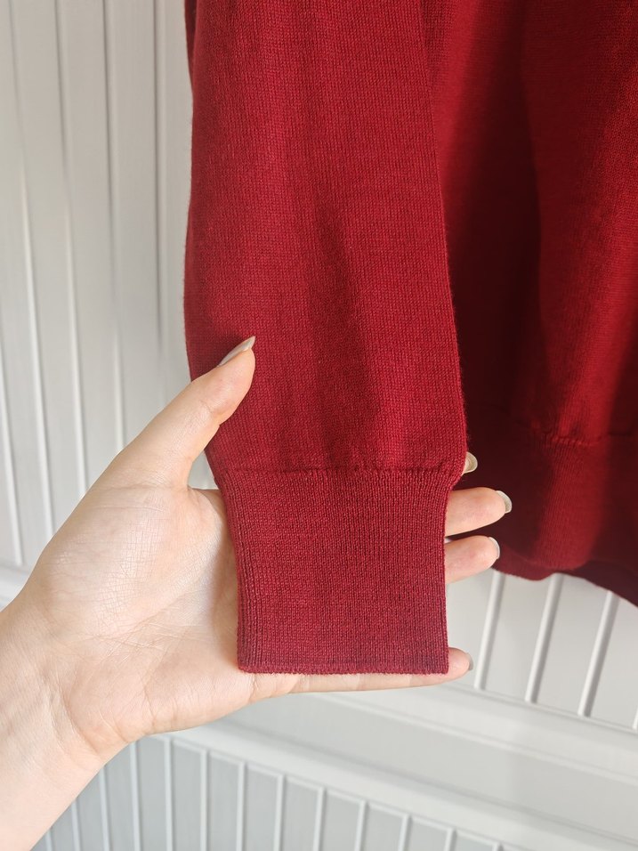 Bordo erkek Yünlü Basic Triko Kazak - Görsel 4