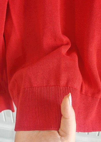 Kırmızı Balıkçı Yaka Kadın Kazak - Görsel 5