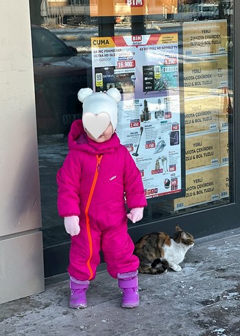 Pembe Kız Bebek Kar Tulumu Velcro Detaylı - Görsel 2