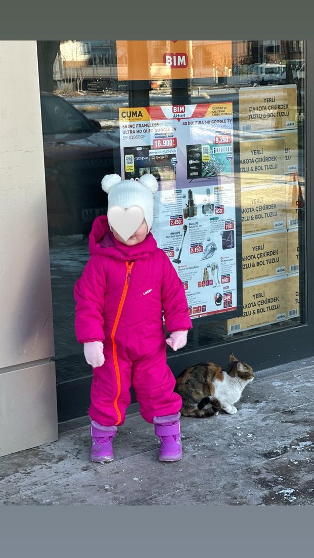 Pembe Kız Bebek Kar Tulumu Velcro Detaylı - Görsel 2