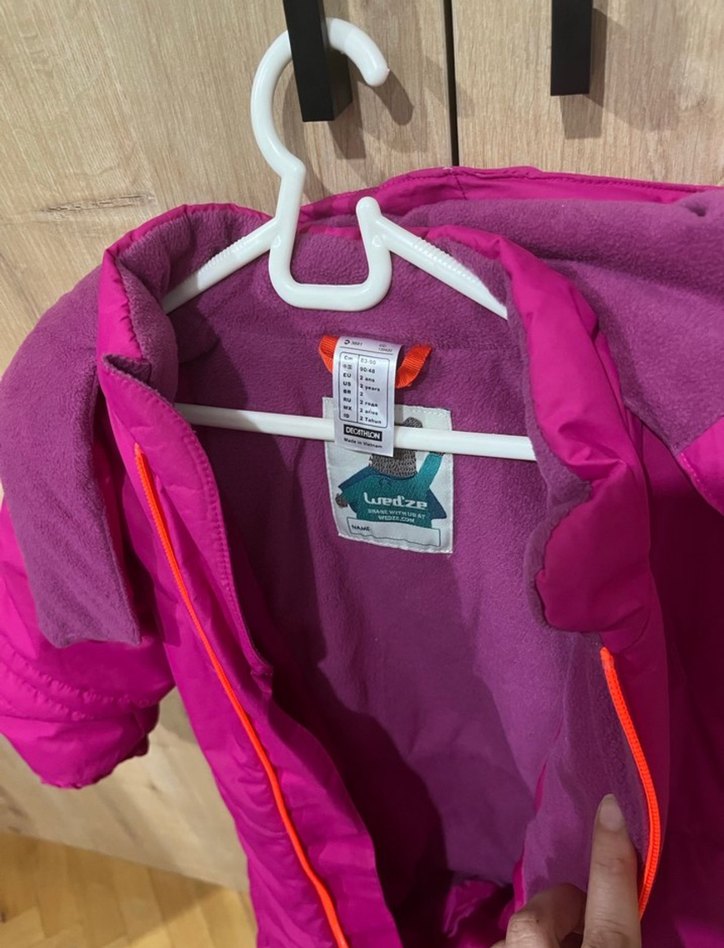 Pembe Kız Bebek Kar Tulumu Velcro Detaylı - Görsel 4