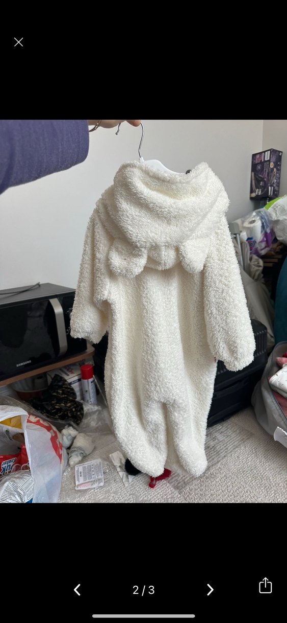 Bebek Beyaz Peluş Tulum - Görsel 2