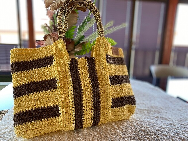 Zara El emeği örgü çanta butter yellow