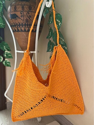 Mango Zara model el emeği örgü çanta