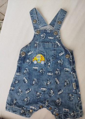 Renkli Desenli Erkek Çocuk Denim Tulum